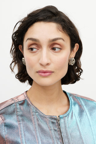 Chanel Fall 1997 Silver Wire & Pearl Clip On Earrings