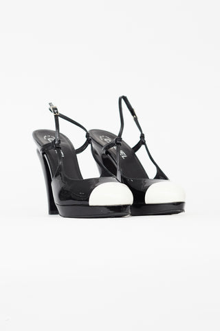 Chanel Fall 2008 Black & White Patent Slingback Heel