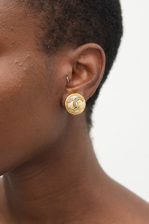 Chanel Fall 1994 Faux Pearl CC Clip On Earrings