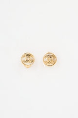 Chanel Fall 1994 Faux Pearl CC Clip On Earrings