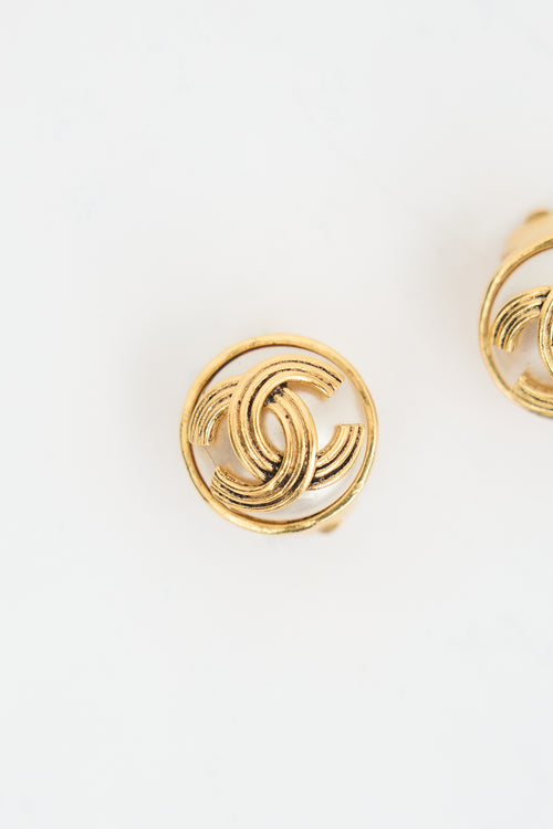 Chanel Fall 1994 Faux Pearl CC Clip On Earrings