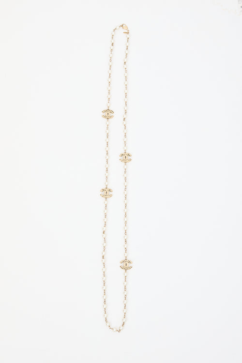 Chanel Faux Pearl CC Necklace
