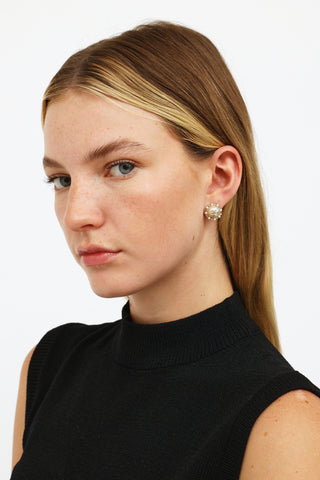 Chanel 2018 Pearl CC Stud Earrings