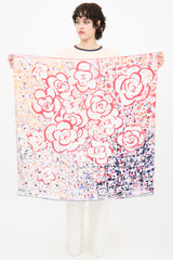 Chanel Silk Camelia Print Scarf