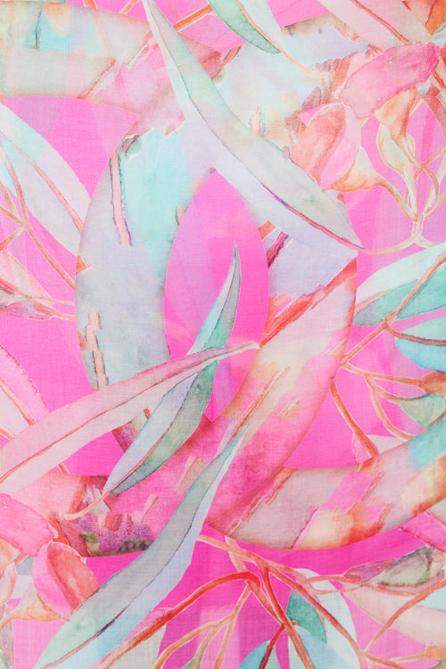 Chanel Fuchsia & Multi Cashmere Floral Scarf