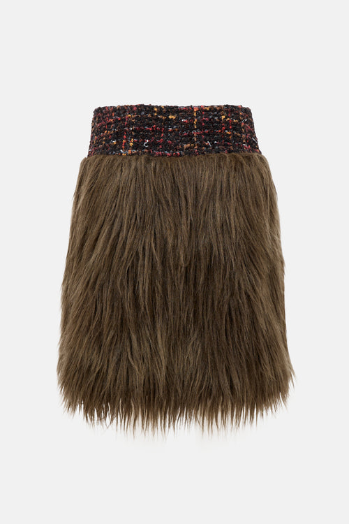 FW 2010 Faux Fur & Tweed Skirt