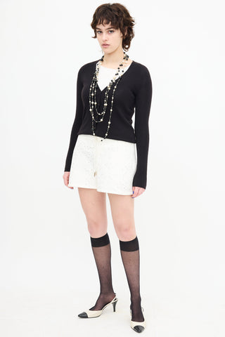 Chanel Glitter Cotton Drawstring Shorts