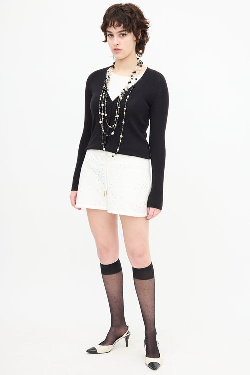 Chanel Glitter Cotton Drawstring Shorts