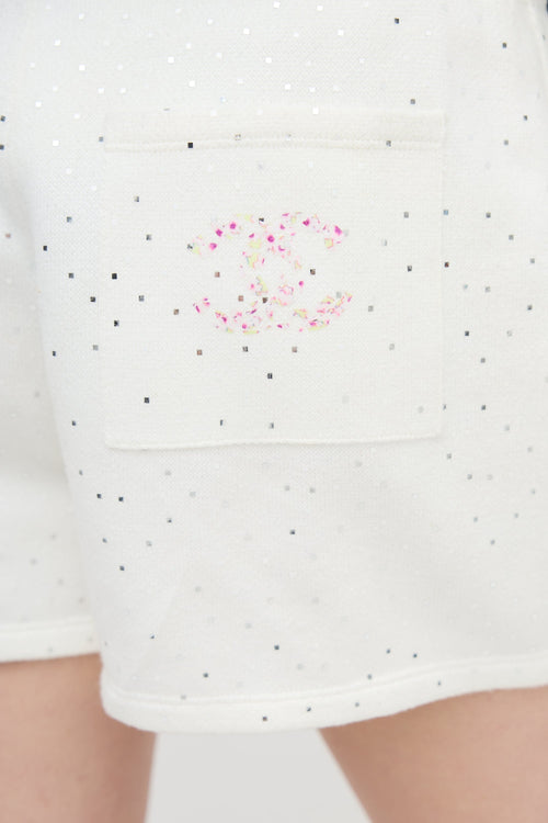 Chanel Glitter Cotton Drawstring Shorts