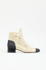 Chanel Glitter Suede CC Ankle Boot