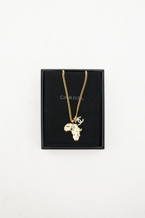 Chanel Gold Africa CC Pendant Necklace