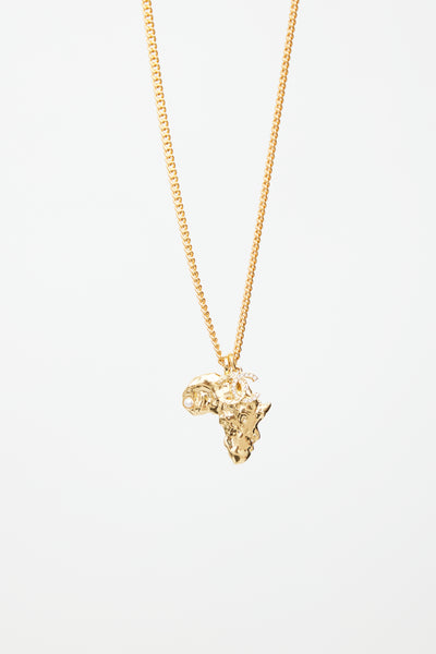 Gold Africa CC Pendant Necklace