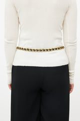 Chanel Gold & Black Leather Chainlink Charm Belt