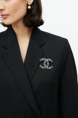 Chanel Gold & Black Logo Chainlink Brooch