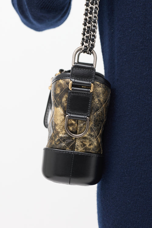 Chanel 2018 Black & Gold Quilted Leather Small Gabrielle Hobo Bag