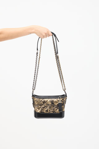 Chanel 2018 Black & Gold Quilted Leather Small Gabrielle Hobo Bag