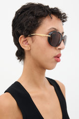 Chanel Gold & Brown Marbled CC Oval Sunglasses