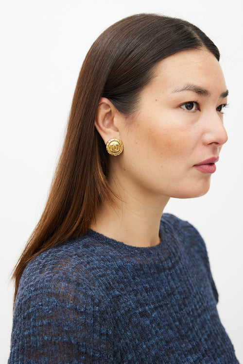 Chanel Gold CC Braided Logo Earring