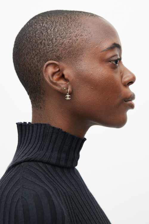 Chanel Gold CC Logo Pendant Earring