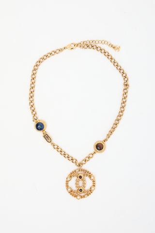 Chanel FW 2018 Gemstone CC Pendant Necklace
