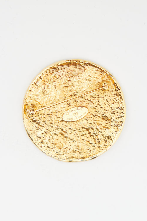 Chanel Gold Coat Of Arms Brooch