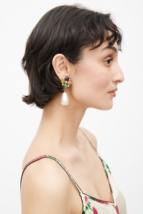 Chanel Gold & Multicolour Pearl Jewel Drop Earring