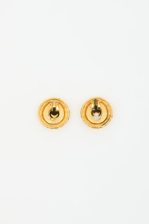 Chanel Vintage Gold Plated & Faux Pearl Clip On Earrings