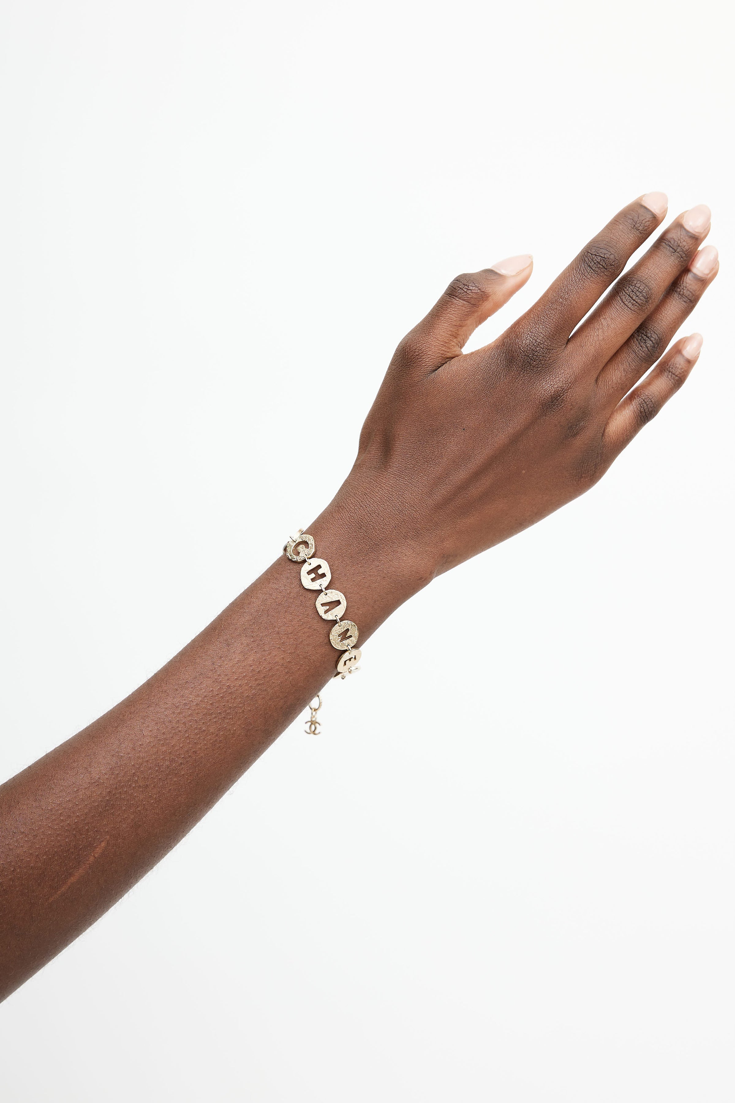 Chanel bracelet goldtone handmade designer inspired 13114 | Chanel jewelry, Chanel  bracelet, Luxury earrings
