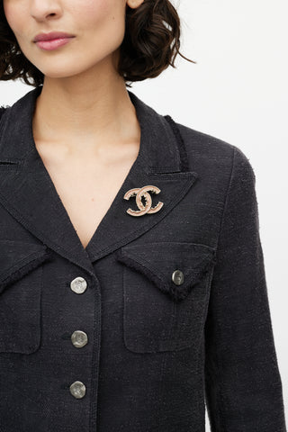 Chanel Gold & Pink CC Brooch