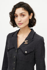 Chanel Gold & Pink CC Brooch