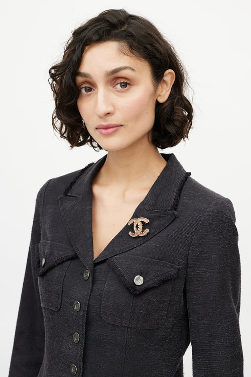 Chanel Gold & Pink CC Brooch