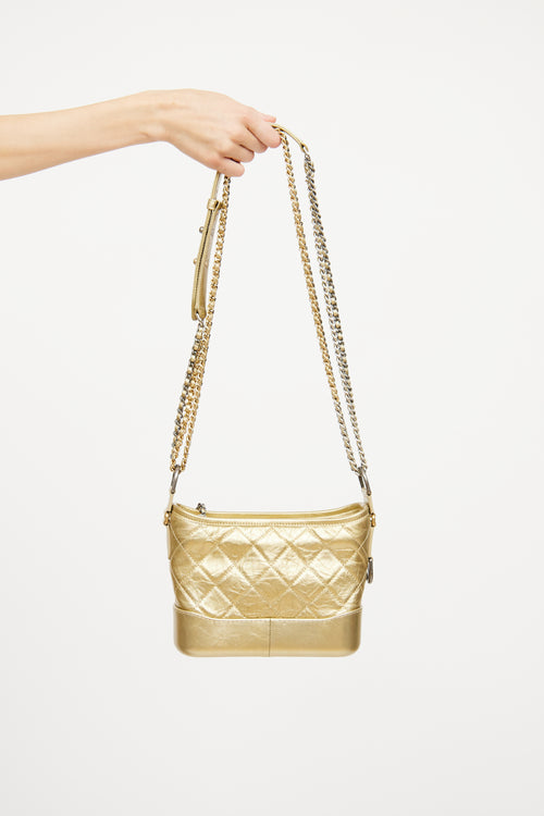 Chanel 2017 Gold Tone Aged Small Gabrielle Bag