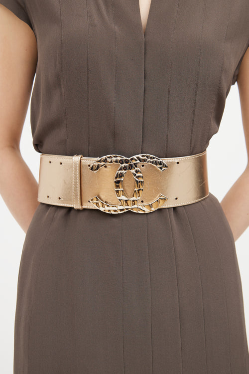 F/W 2007 Gold Leather Oversized Logo Belt