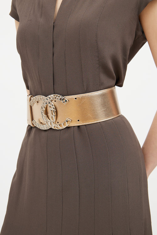 F/W 2007 Gold Leather Oversized Logo Belt