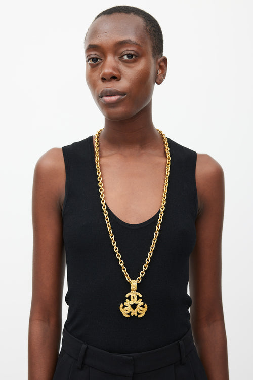 Chanel Gold Tri-Logo Çhain Link Necklace
