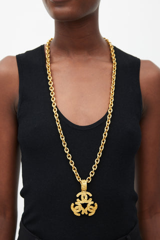 Chanel Gold Tri-Logo Çhain Link Necklace