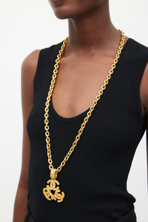 Chanel Gold Tri-Logo Çhain Link Necklace