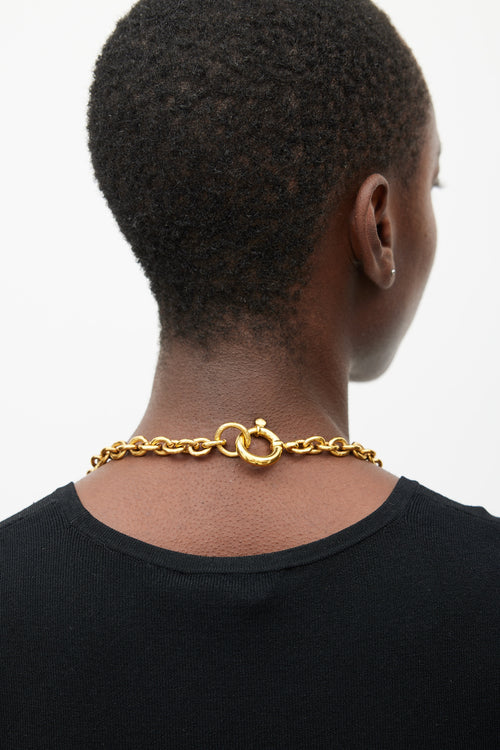 Chanel Gold Tri-Logo Çhain Link Necklace