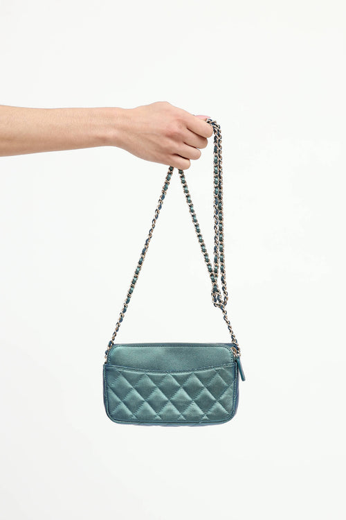 2021 Iridescent Classic Flap Phone Holder on Chain Bag
