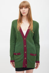Chanel Green & Purple Trimmed CC Button Cardigan