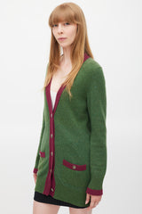 Chanel Green & Purple Trimmed CC Button Cardigan