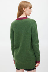 Chanel Green & Purple Trimmed CC Button Cardigan