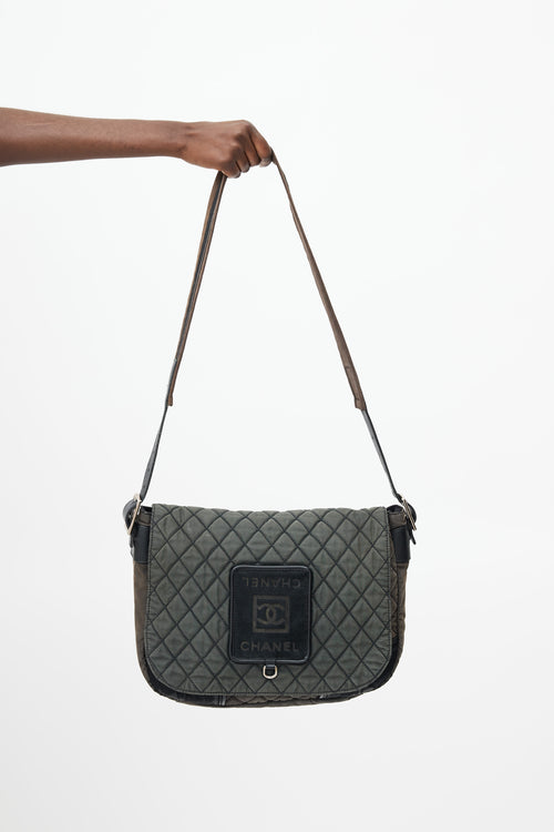 Chanel Grey Quilted Pony Hair Messenger Bag