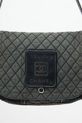 Chanel Grey Quilted Pony Hair Messenger Bag