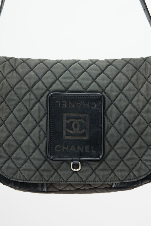 Chanel Grey Quilted Pony Hair Messenger Bag