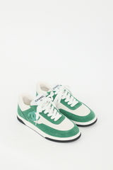 Chanel Green & White Suede CC Low Top Sneaker