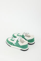 Chanel Green & White Suede CC Low Top Sneaker