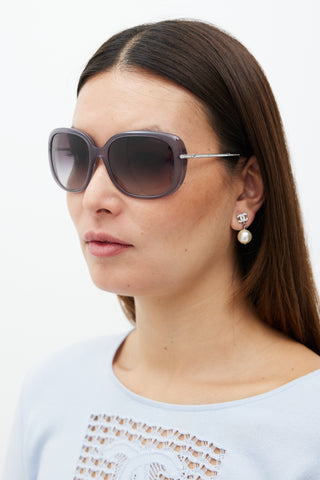 Chanel Grey 5292B Circular Rhinestone Sunglasses