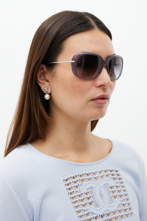 Chanel Grey 5292B Circular Rhinestone Sunglasses
