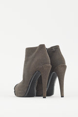 Chanel Grey & Black Glitter Platform Boot